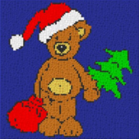Weihnachtsbär mit Bäumchen 40x40cm bunt als Volldruck