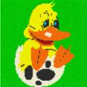 Ente in Schale 40x40cm bunt als Volldruck