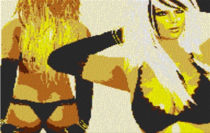 Diva in Dessous 80x60cm yellow Style Entwurfdruck