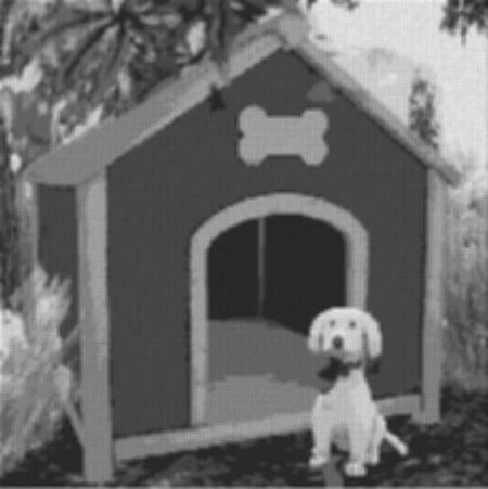 Hund mit Hütte 80x80cm schwarz/weiß Entwurfdruck