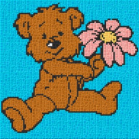Bär mit Blume 40x40cm bunt Volldruck