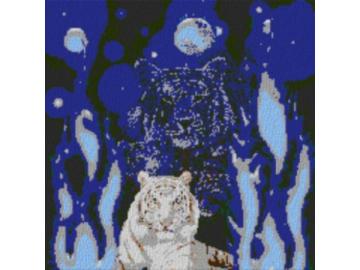 Weltall Tiger 80x80cm cartoon Style als Volldruck