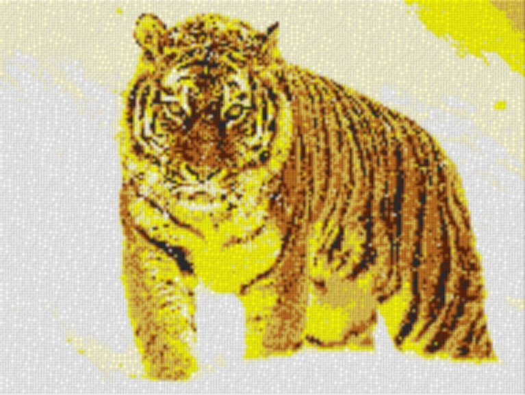 Tiger im Schnee 80x60cm yellow Style als Entwurfdruck