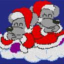Weihnachtsmäuse auf Wolke 60x40cm bunt per eMail