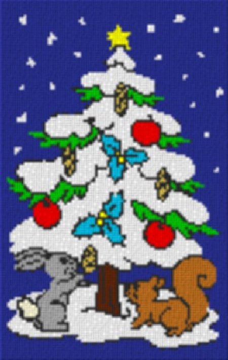 Weihnachtsbaum mit Geschenken 40x60cm bunt als Volldruck