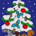 Weihnachtsbaum mit Geschenken 40x60cm bunt als Volldruck
